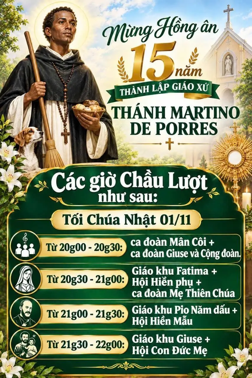 Giờ lễ Mừng Quan thầy giáo xứ 03/11 và giờ chầu lượt 01/11 - ảnh 1