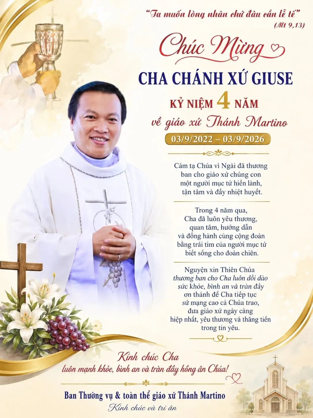 Kỷ niệm 4 năm Cha Chánh Xứ Giuse về với Giáo xứ Thánh Martino - ảnh 1